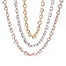 3pcs Mens Womens Stainless Steel 5MM Gold Rose Gold Silver Beveled O Link Chain Necklace 18