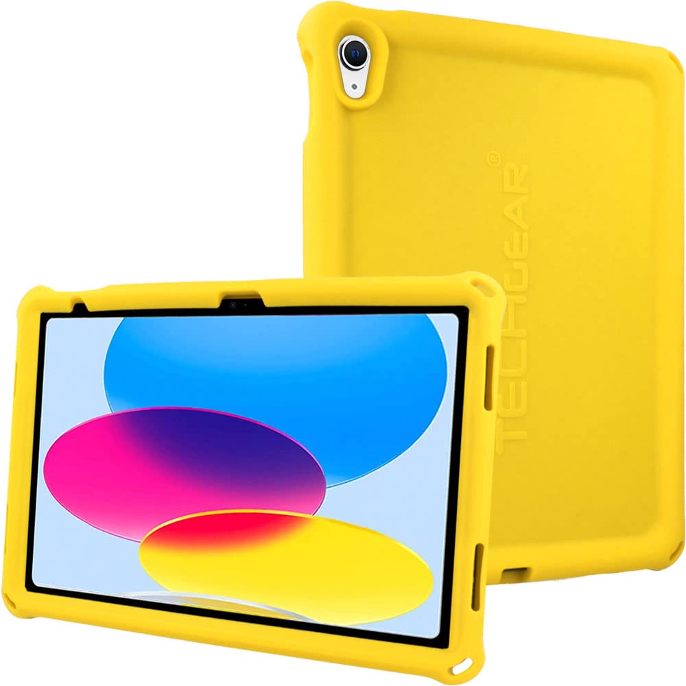 TECHGEAR Bumper Case for iPad 11" A16 (11th Gen 2025) & 10.9" (10th Gen 2022) – Rugged Kids Drop-Proof Silicone Cover w/Easy Grip, Anti-Slip Corners, Screen Film, Shockproof School-Friendly Design