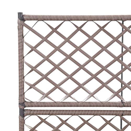 Vigleco Hochbeet mit Rankgitter 2 Töpfe 58×30×107cm Poly Rattan Braun – Bild 6