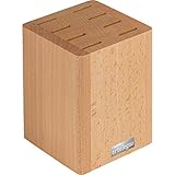 Artelegno 14 8-Piece Steak Knife Block, Solid Beech Wood Natural Lacquer Finish