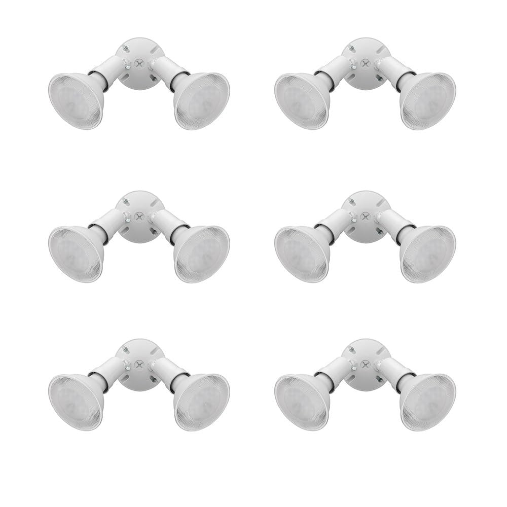 Lithonia Lighting Outdoor Flood Light Fixture, Adjustable Twin Par Flood Light Holder, Safety and Security, 120 Volts, Uses 2 Lamps Up to 150W (Not Included), White, 6-Pack (OFTH 300PR 120 WH CP6 M4) Image Lithonia Lighting Outdoor Flood Light Fixture, Adjustable Twin Par Flood Light Holder, Safety and Security, 120 Volts, Uses 2 Lamps Up to 150W (Not Included), White, 6-Pack (OFTH 300PR 120 WH CP6 M4) Image