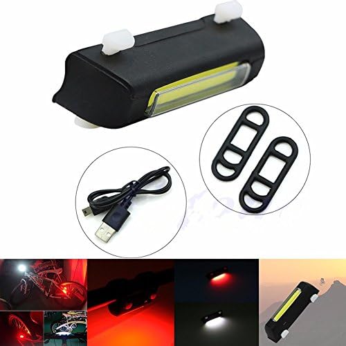 Ultra Bright Bike Light USB Rechargeable Bicycle Tail Light. Red blue High Intensity Rear LED Accessories Fits Cycling Safety Flashlight