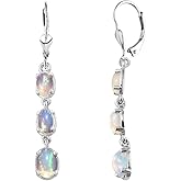 Opal Earrings for Women 925 Sterling Silver Long Drop Dangle Earrings for Women Gemstone Opal Birthstone Jewelry Birthday Christmas Gifts for Womens