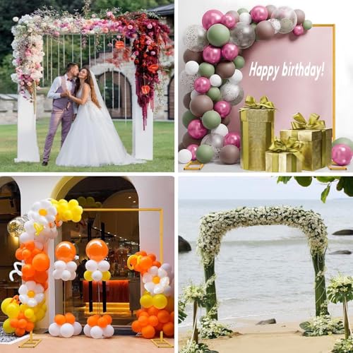 6.6FT x 6.6FT Gold Wedding Arches for Ceremony Square Metal Balloon Arch Stand Rectangular Backdrop Stand for Anniversary Birthday Party Bridal Shower Home Indoor Outdoor Decoration