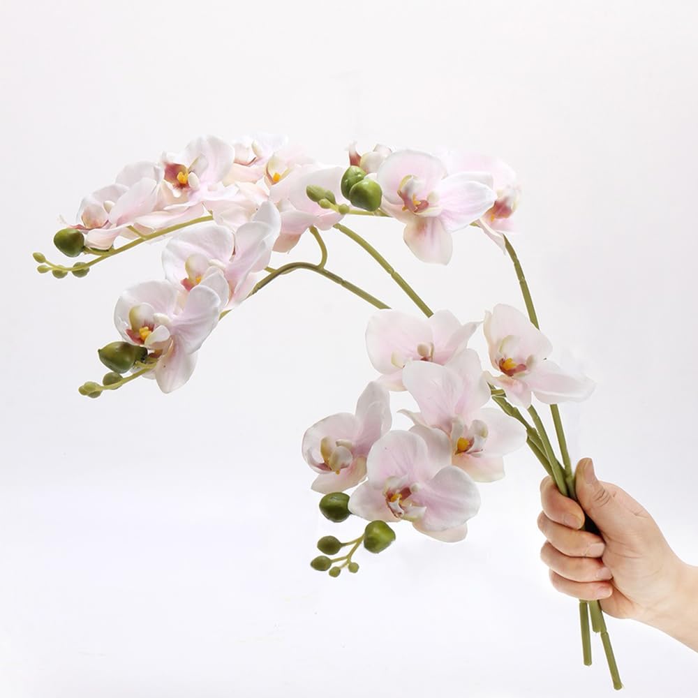 DODXIAOBEUL 4 Pcs Phalaenopsis Artificial Flowers Latex Realistic Touch 45cm Artificial Orchid Bouquet for Wedding Party Home Garden Decoration Light Pink โ image 1