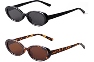 Laurinny Oval Sunglasses for Women Men Trendy Retro 90s Small Skinny Vintage Shades