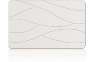 Veeloim Stone Bath Mat Diatomaceous Earth Shower Mat Non-Slip Super Absorbent Diatomite Stone Bath Mats for Bathroom Floor Quick Drying Natural Easy to Clean(23.6''×15.4" White)