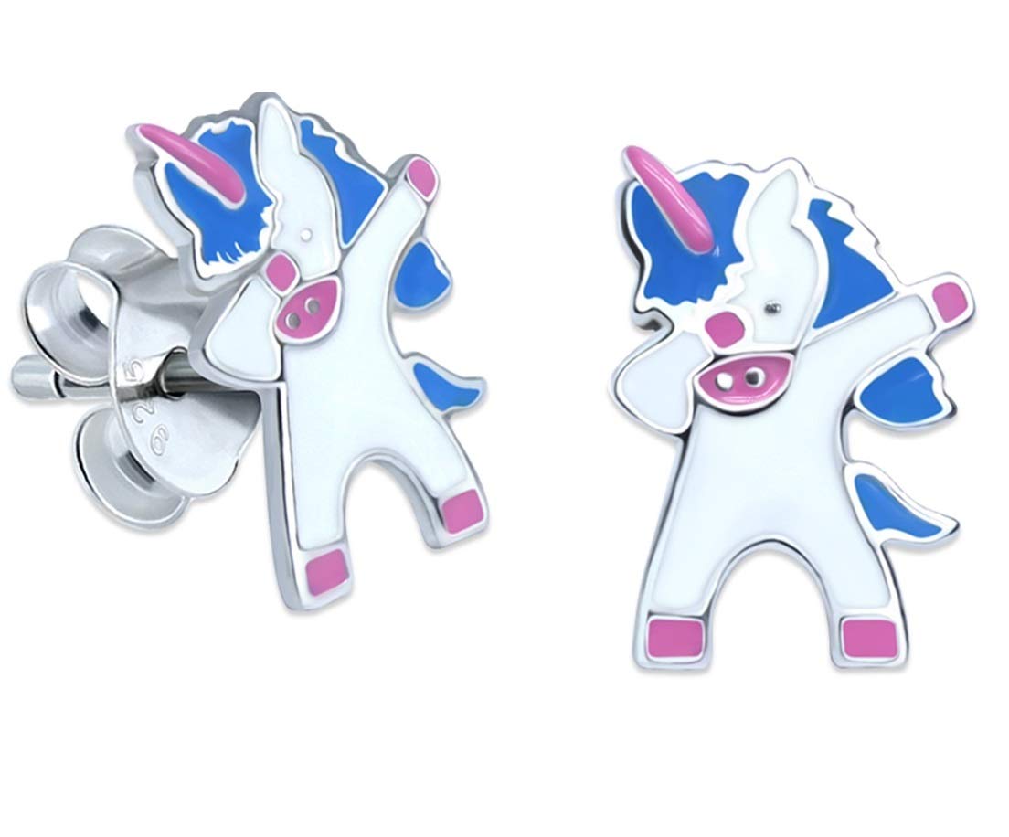 Dancing Unicorn Earrings 925 Sterling Silver