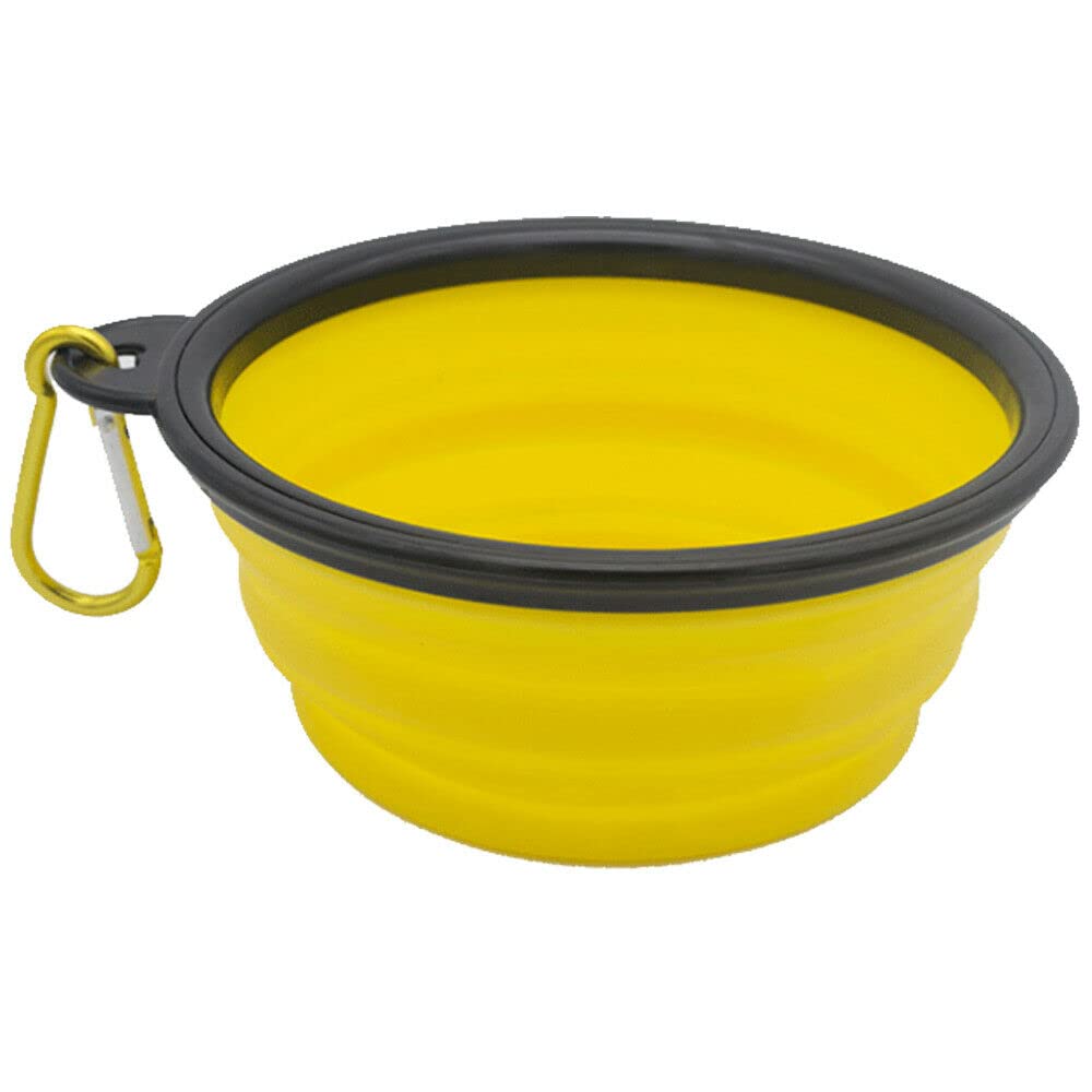 Camping Bowl Collapsible Dish Foldable Travel Portable Pop Up Silicone Hiking Walking Outdoor (Yellow) — image 1