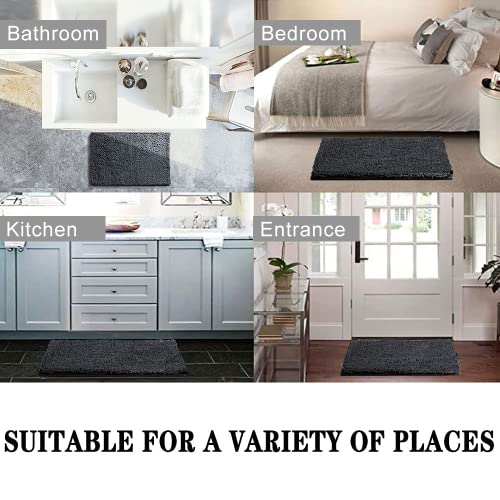 SONORO KATE Bathroom Rug,Non-Slip Bath Mat,Soft Cozy Shaggy Durable Thick Bath Rugs for Bathroom,Easier to Dry, Plush Rugs for Bathtubs, Rain Showers and Under The Sink (Dark Grey, 32\