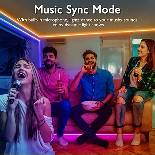 Brillihood Smart Neon Rope Light, 5M/16.4Ft Music Sync RGB Mini Neon LED Strip Lights with App Control & IR Remote, 24V Neon Rope Lighting for Indoor Bedroom, Wall Decor, Compatible with Alexa