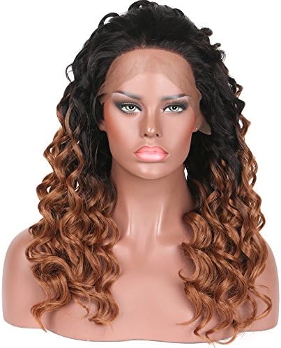 addcolo Ombre Synthetic Wigs Dark Auburn Water Wave Synthetic Lace Front Wigs Free Part Natural Hairline for Black Women