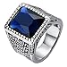 PAURO Men's Stainless Steel Vintage Great Wall Pattern Square Diamond CZ Ring, Multi Colors