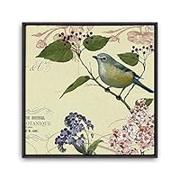 Framed Canvas Wall Art Retro Flowers and Birds Canvas Prints Home Artwork Decoration for Living Room,Bedroom - 16x16 inches