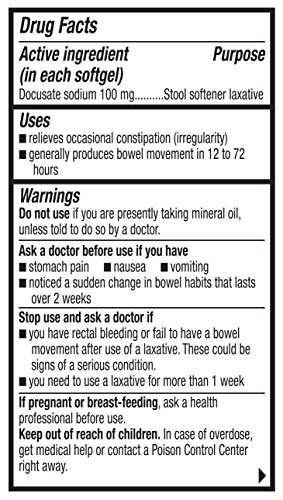 Wellness Basics Stool Softener Docusate Sodium 100 Mg Two-Tone Soft Gel, 400 Count