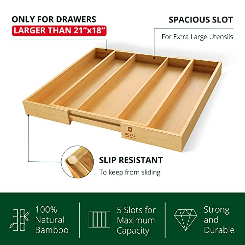 ROYAL CRAFT WOOD Luxury Bamboo Caddy Expandable Drawer and Utensil