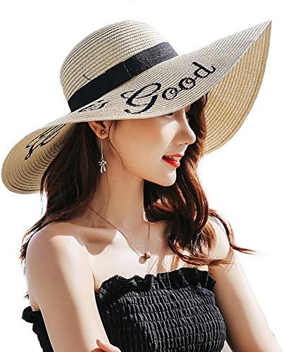 Women's Wide Brim Sun Protection Straw Hat,Folable Floppy Hat,Summer UV Protection Beach Cap