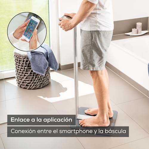 Balança de diagnóstico beurer bf 1000 superprecision, para análise de corpo inteiro com aplicativo, medição do percentual de gordura visceral, exibição separada de cada parte do corpo