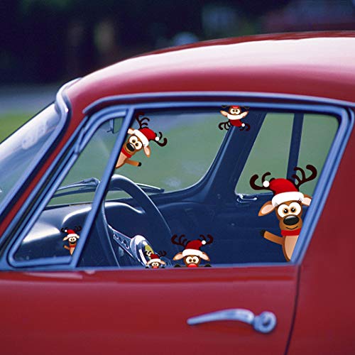 Christmas Reindeer Wall Decal ，Lovely Christmas Wall Sticker for Kids Room Decoration，Window Cling Decal，Christmas Home Decals (9 pcs) - Thumbnail 2