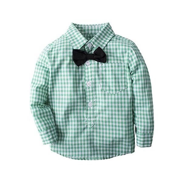 BIG ELEPHANT Baby Boys Bowtie Dress Shirt,Suspender Pants Set,Gentleman Formal Outfit Suits - Image 4