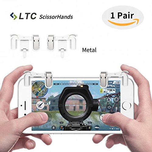 LTC M2 ScissorHands Mobile Game Trigger with Metal Buttons, Sensitive Shoot and Aim L1R1 Mobile Game Joysticks for PUBG/Rules of Survival, Fit for Android or IOS Smartphoneâ€“White