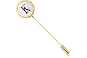TAIGRAMA Lapel Pin for Men Gold, Mens Lapel Pins for Suits Initial Brooch Pin Mother of Pearl Lapel Stick Pin for Necktie Bow Tie Hat