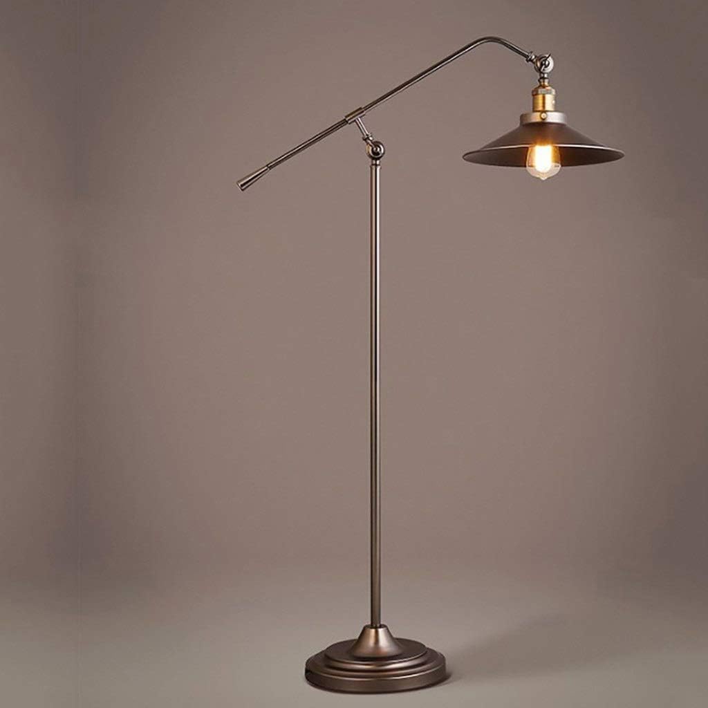 Industrial wind retro water pipe American village Loft living room bedroom book floor lamp Floor Uplighter (Color : Brass)