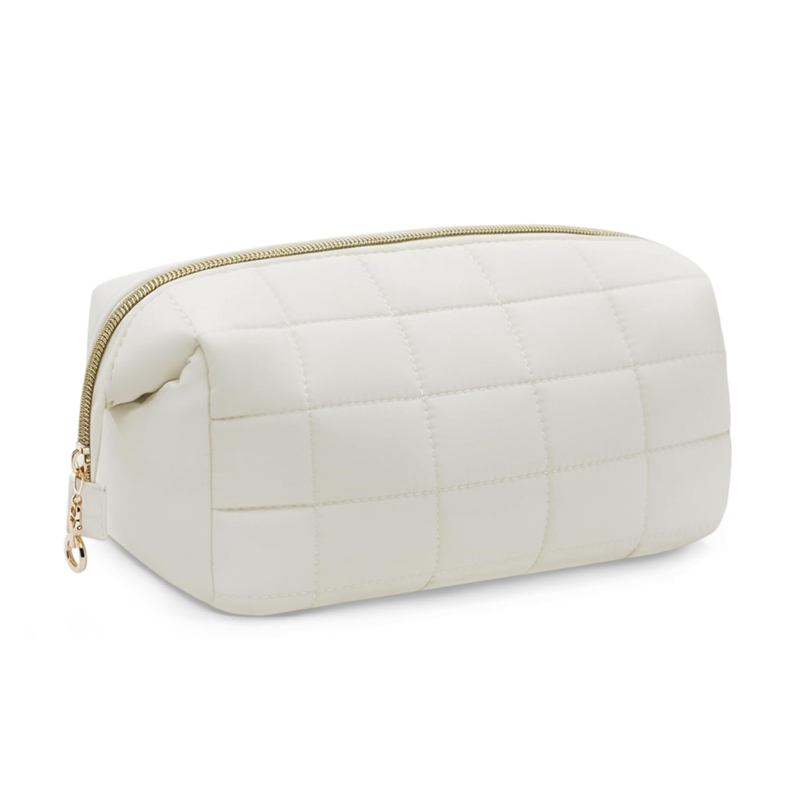 LJCZKA Large Portable Makeup Bag Capacity Puffy Lightweight Large Wide-Open Travel Bag Organizer Bag,Travel Pouch for Travel Essentials Toiletries Accessories Brushes (White)