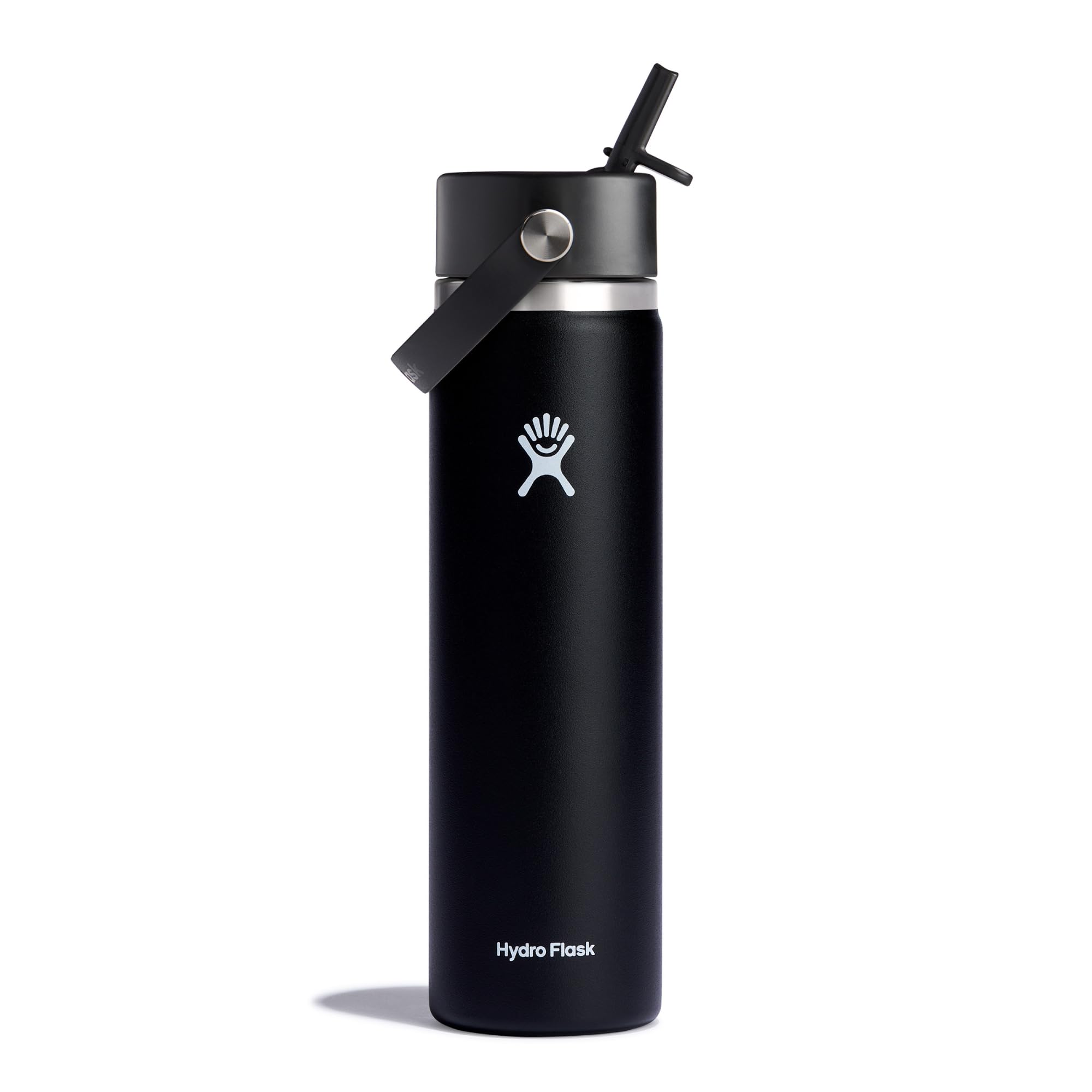 HYDRO FLASK - Water Bottle 709 ml (24 oz) - Vacuum Insulated Stainless Steel Water Bottle with Flex Straw Cap - BPA-Free - Wide Mouth - Black — image 1
