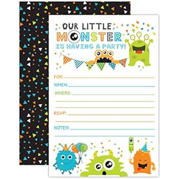 Monster Birthday Invitations Little Monster Birthday Party Invites 20 Fill In Monster Party Invitations With Envelopes