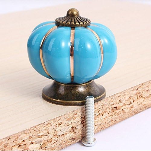 FatColo(TM) Kitchen Handles Pull Drawer Knobs Ceramic Door Cabinets Cupboard Hardware w/Screws (Blue Pumpkin , Pack of 4)