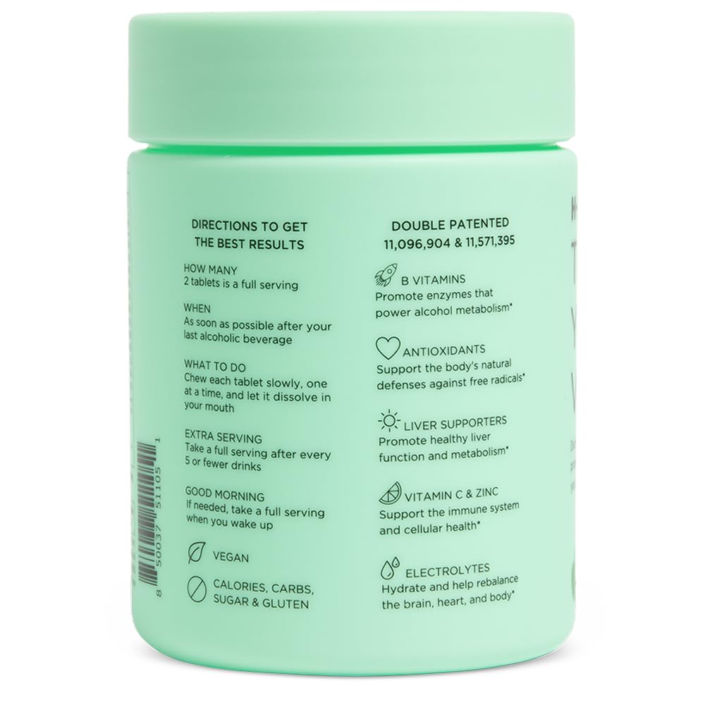 H-PROOF The Anytime You Drink Vitamin, Liver Health & Immunity Support with Electrolytes, Milk Thistle, and Vitamins B & C - 40 Chewable Tablets (20 Servings), Vegan, Black Cherry