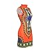 SheKiss Women Traditional African Print Dashiki Bodycon Sleeveless High Collar Dress Orange