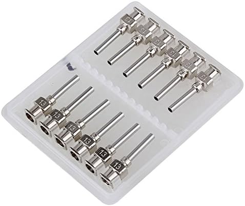 CNBTR 1/2" Silver Stainless Steel Connector Adhesive Glue Tip Industrial Dispensing Blunt Tip Needle Pack of 12 (13Ga)