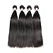Hermosa Straight Hair 4 Bundles 10A Unprocessed Virgin Brazilian Straight Human Hair Weave Weft Bundles Natural Black (10 12 14 16)