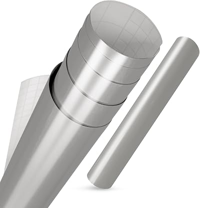 vgoltd Gloss Self Adhesive Vinyl Wrap Silver 60x1000 cm Furniture Sticker