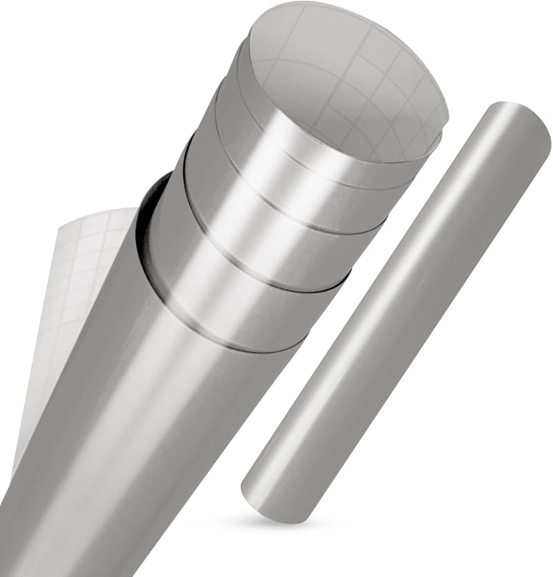 vgoltd Gloss Self-Adhesive Vinyl Wrap 30x100 cm Silver Furniture Sticker