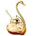 Tea Talent Condiment Pot Seasoning Container Spice Glass Jar Salt Sugar Bowl Pepper Coffee Storage Organizer Swan Rack with Serving Spoon,Golden by Tea Talent