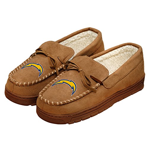 Los Angeles Chargers NFL Mens Team Logo Moccasin Slippers - L