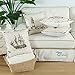 CaliTime Set of 4 Soft Canvas Throw Pillow Covers Cases for Couch Sofa Home Decoration 18 X 18 Inches Vintage Explore Sailing Nautical Rudder Anchor Sailing Lighthouse