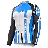 4ucycling Men’s Full Zip Moisture Wicking Long Sleeve Cycling Jersey, Breathable Running Tops - Bike Biking Shirt