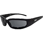 Global Vision Chicago Foam Padded Smoked Lens Sunglasses - Motorcycle ATV Sports Eyewear Black Frame With Shatterproof Lenses