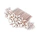 Fairy Moda Vintage Ivory Simulated Pearl Crystal Bridal Hair Comb Rose Gold for Wedding Hair Accessories
