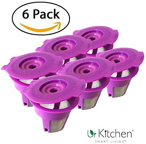urKitchen 6 Pack Reusable K Cup Refillable Coffee Pods filters K Cups Model K200 K250 K300 K350 K400 K450 K500 K550 K560 + All Keurig 1.0 K-Cups 2.0 Brewer