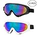 LJDJ Ski Goggles 2 Pack, Snowboard Motorcycle Goggles with Balaclava Face Mask for Boys Girls Youth Men Women Skiing Riding