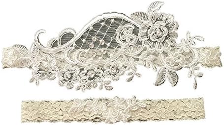 Yiweir Women's Ivory Solid Color Garter with Shiny Rhinestones for Wedding Bride