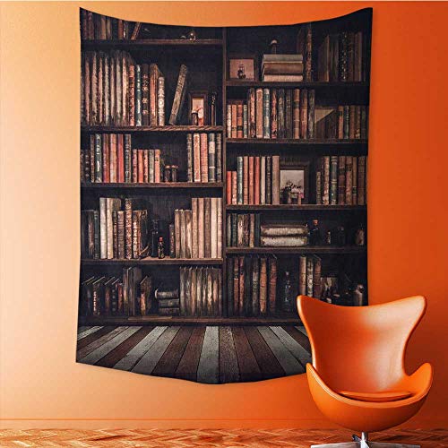 Auraisehome Wall Tapestry Blurred Image Many Old Books on Bookshelf in Library Home Decorations for Living Room Bedroom 70W x 93L INCH