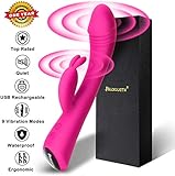 G Spot Rabbit Vibrator with Bunny Ears for Clitoris Stimulation, PALOQUETH Waterproof Clit Stimulator with 9 Vibration Modes Quiet Dual Motor for Women Rechargeable