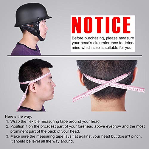 LeeMas Inc Motorcycle Chopper Helmet Half Face German Style DOT Approved Skull Cap Open Face Cruiser Chopper Biker Black Size L