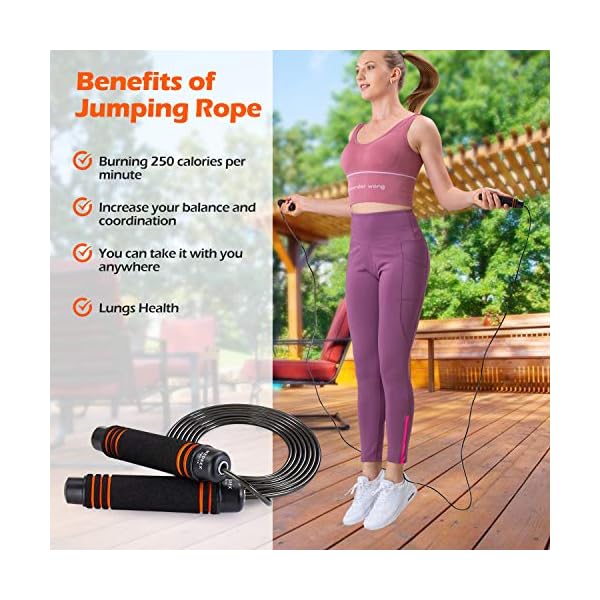 Skipping-Rope-Adult-Fitness-Speed-Jump-Rope-for-Exercise-with-Soft-Foam-Handles-for-Women-Men-Kids-Adjustable-Skip-Jumping-Ideal-for-Calorie-Fat-Burning-Home-Gym-Boxing-Workout-Training Skipping Rope Adult Fitness Women - Jump Ropes for Fitness with Soft Foam Handles For Women Men & Kids - Adjustable Skip…